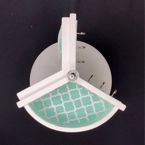 Pottery Barn Teen Rotating Spinning 3-sided White Teal Jewelry Organizer Box